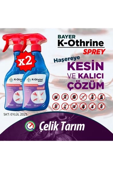 ZİROS Bayer Kothrine 500 ml Kullanima 2 Adet,hazır Sprey Bit Pire Sinek Örümcek Gümüş Böceği Haşere