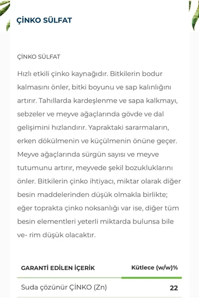 GÜBRETAŞ Çinko Sülfat 25kg - Resim 3