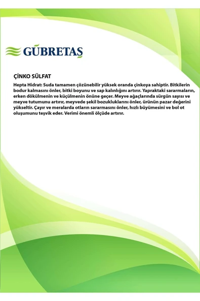 GÜBRETAŞ Çinko Sülfat 25kg - Resim 2