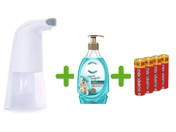 SENSÖRLÜ FOTOSELLİ SIVI SABUNLUK,PİLLER DAHİL 21X5X10CM VE BİR ADET 392 ML SIVI SABUN AQUA VE DENİZ ESİNTİSİ - 3