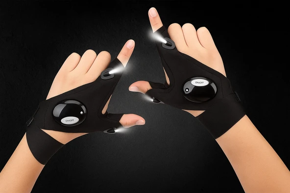 QASUL Işıklı Balıkçı Eldiveni Sağ Ve Sol El İkisi Bir Arada Karanlık Mekanlar Balıkçılık Kamp Motorsiklet - 5