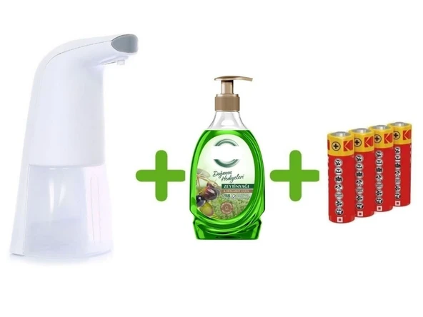 SENSÖRLÜ FOTOSELLİ SIVI SABUNLUK,PİLLER DAHİL 21X5X10CM VE BİR ADET 392 ML SIVI SABUN ZEYTİNYAĞI VE BERGAMOT - 3