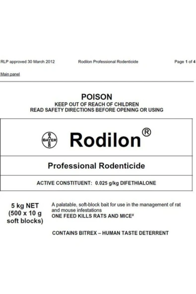 Bayer Rodilon Pasta Fare Zehiri 1 Kg.