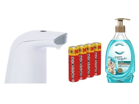 SENSÖRLÜ FOTOSELLİ SIVI SABUNLUK,PİLLER DAHİL 21X5X10CM VE BİR ADET 392 ML SIVI SABUN AQUA VE DENİZ ESİNTİSİ - 4