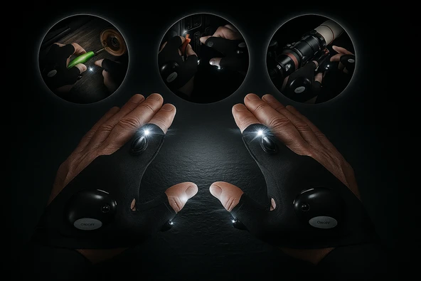 QASUL Işıklı Balıkçı Eldiveni Sağ Ve Sol El İkisi Bir Arada Karanlık Mekanlar Balıkçılık Kamp Motorsiklet - 6