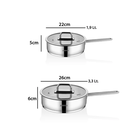 Nova 4 Parça Paslanmaz Çelik Cam Kapaklı Tava 22-26 cm - Resim 4