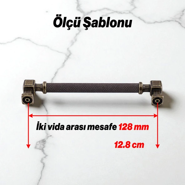 Grip Desenli Antik Sarı Metal Kulp 128 mm Mobilya Çekmece Mutfak Dolabı Dolap Modern Kapak Kulpları - 3