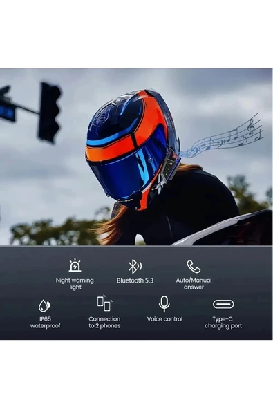 Bt40 Kask Kulaklık Bluetooth Motosiklet Kulaklık Intercom 5.3 - 2