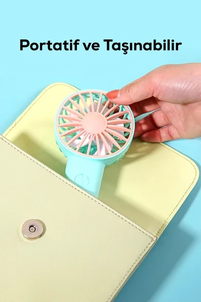 Mini Fan Usb Vantilatör El Fanı Taşınabilir Vantilatör Şarjlı 1202 - 5