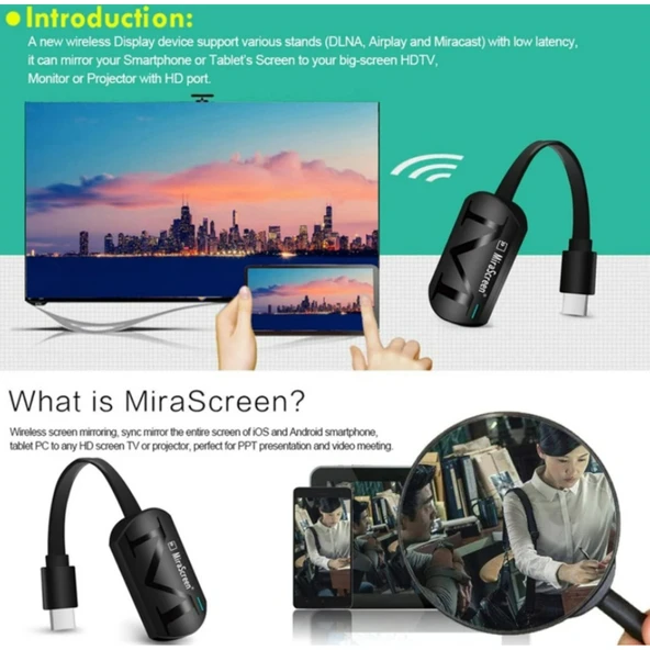 Ozmik G4 Aktarıcı PC Wifi ekran alıcısı Miracast Airplay ekran HDMI uyumlu Android IOS Mirascreen - 6