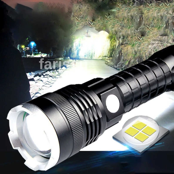 Gold Orion OR-A72 Alüminyum Alaşımlı El Feneri – 100W Güç, 3000 Lümen, 1500 Metre Menzil metal fener hediye - 5