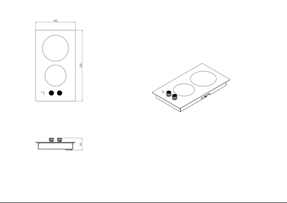 Luxell Siyah Domino Vitroseramik Cam Set Üstü Ocak (V3-02) - 2