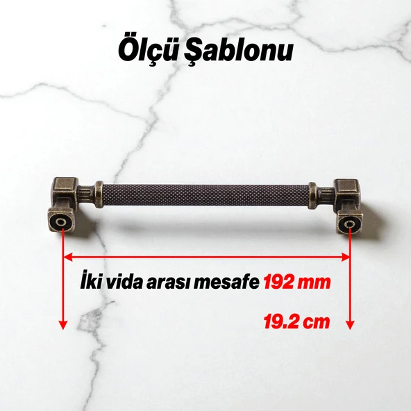 Grip Desenli Antik Sarı Metal Kulp 192 mm Mobilya Çekmece Mutfak Dolabı Dolap Modern Kapak Kulpları - Resim 3