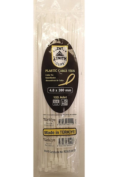 zenıth klips Zenıth Kablo Kelepçesi 4,8x380 1 Paket ( 100 Adet )