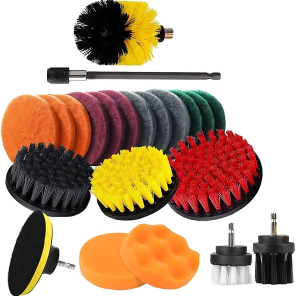 Polham Premium 22 Parça Profesyonel Ev, Ofis, Araç Detaylı Temizlik Seti, Matkap Uçlu Ultra Sağlam Set - 6