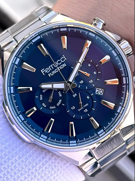Ferrucci İç Fonksiyonları Aktif Takvim Ve Gün 30mt Suya Dayanıklı Çelik Kordon Erkek Kol Saati VS.BLKT.0460 - 4