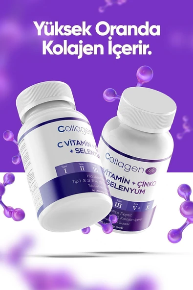 Colagen Life , 5 Tip Kolajen Tip 1 , 2 , 3 , 5 , 10 ( Selenyum , C Vitamini , Çinko ) 90 Tablet - 7