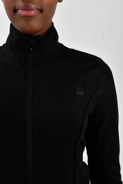 Kadın Sol Göğsü Logo Detaylı Fermuarlı Sweatshirt - 4