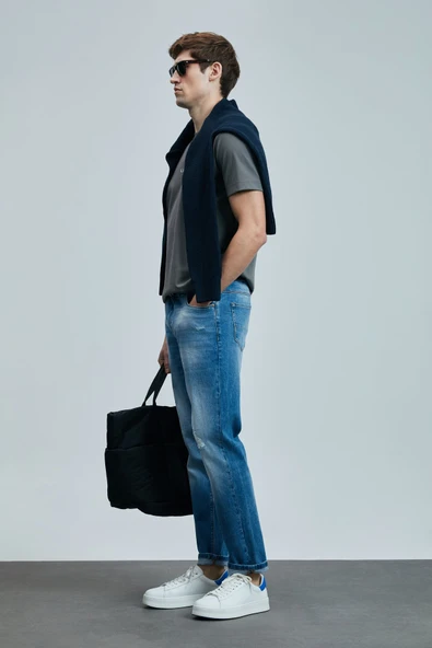 Lufian 111200196 Franz Smart Jean Erkek Pantolon Slim Fit Erkek Kot Pantolon - Resim 6