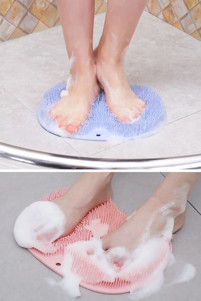 Slikon Duş Kesesi Duvara Vantuzlu 2 Adet Banyo Pedi El Ayak Vücut Silikon Banyo Duş Lifi Vantuzlu - 3