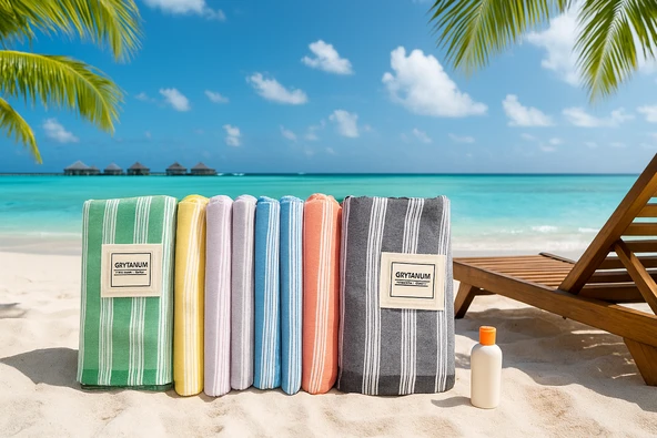 GRVTANIUM %80 Pamuk 175x96cm Peştemal Püsküllü Banyo,Plaj,Hamam Havlusu M1 - 4