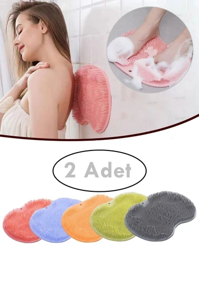 Slikon Duş Kesesi Duvara Vantuzlu 2 Adet Banyo Pedi El Ayak Vücut Silikon Banyo Duş Lifi Vantuzlu