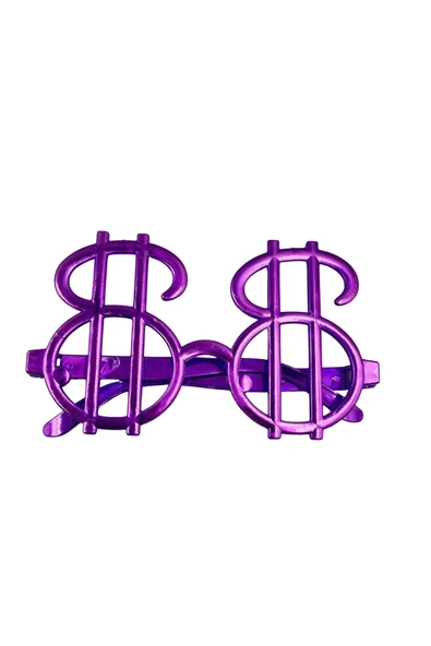 Parti Gözlük Plastik Camsız Dolar Temalı Mor 14x6 cm ürün görseli