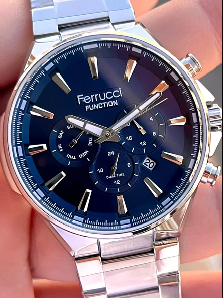 Ferrucci İç Fonksiyonları Aktif Takvim Ve Gün 30mt Suya Dayanıklı Çelik Kordon Erkek Kol Saati VS.BLKT.0460 - 5