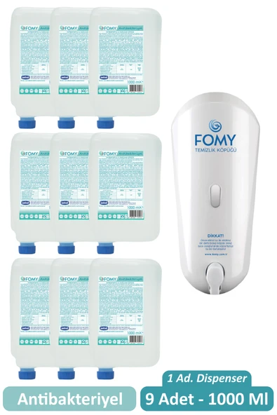 Fomy 1000 ml Antibakteriyel Köpük Sabun Kartuş 9 Adet + Dispenser - 1