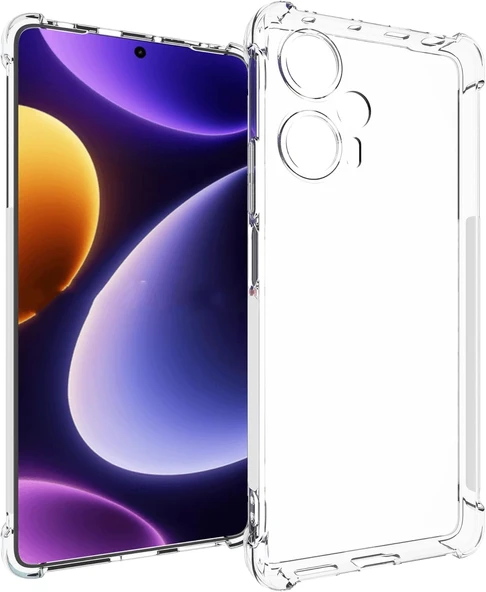 Xiaomi Poco F5 Uyumlu Darbe Önleyici Sararmaya Dayanıklı Airbag Korumalı Ultra Slim TPU Şeffaf Silikon Kılıf