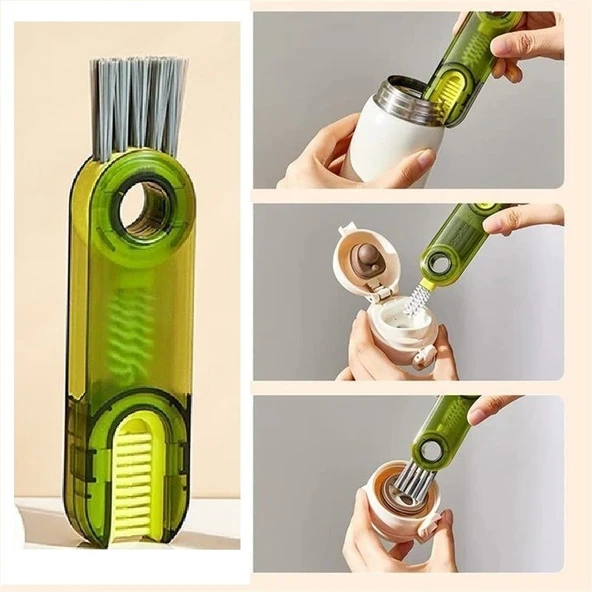 3 Fonksiyonlu Çok Amaçlı Detaylı Temizleme Fırçası Bardak Şişe Mutfak Banyo Araç Klavye Pencere