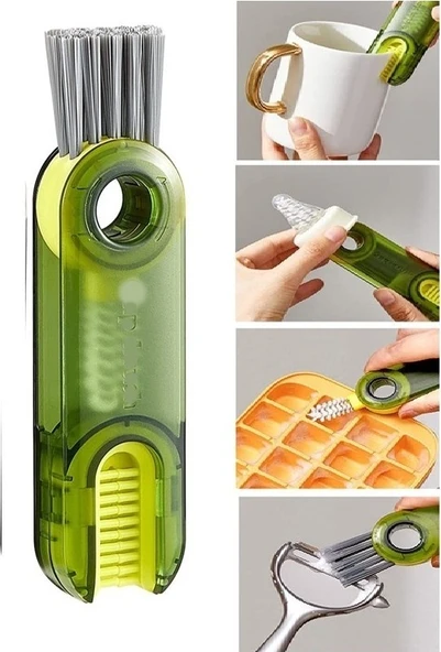 3 Fonksiyonlu Çok Amaçlı Detaylı Temizleme Fırçası Bardak Şişe Mutfak Banyo Araç Klavye Pencere - 3