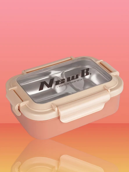 Relaxion Üç Bölmeli, Paslanmaz Çelik, Turuncu Yemek Saklama ve Taşıma Kabı/Kutusu 1000 Ml. (463) - 2