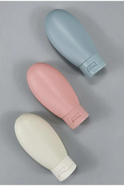 3'lü Doldurulabilir Çantalı Seyahat Tipi Şişe Seti Boş Şişe Çantalı 3 Adet Boş Krem Şişesi 60 ML - 2