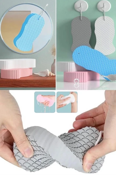 Cilt Temizleyici Vucüt Kesesi 1 Adet Ultra Yumuşak Duş Süngeri Karikatür Çocuk Bebek Banyo Süngeri - Resim 3