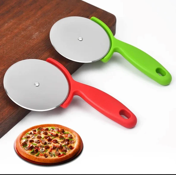 Pizza Dilimleyici Hamur Kesici Rulet 2 adet Plastik Saplı Pizza Kesici Paslanmaz Çelik Yuvarlak Rulo