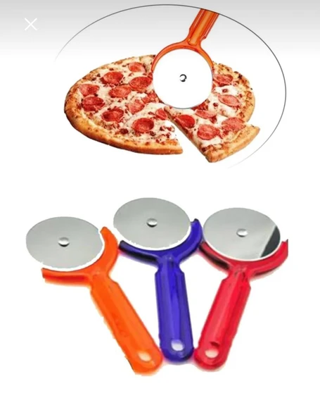 Pizza Dilimleyici Hamur Kesici Rulet 2 adet Plastik Saplı Pizza Kesici Paslanmaz Çelik Yuvarlak Rulo - 4