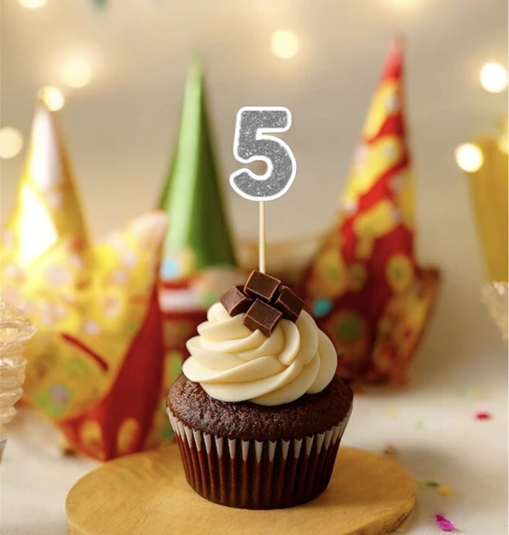 5 Beş Yaş Doğum Günü Süsü Çıkartmaları SİMLİ 15 ADET PARTİ MALZEMELERİ - 2