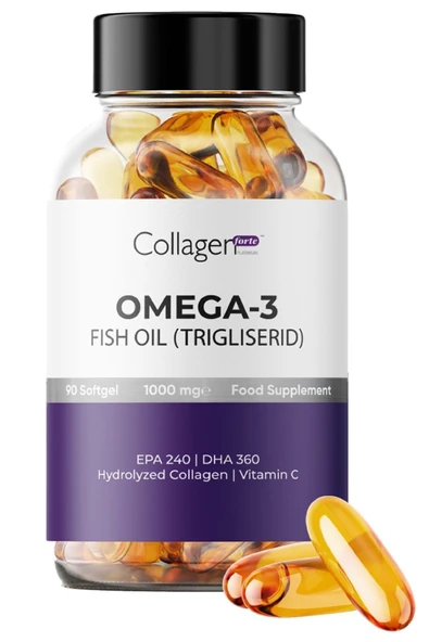 Omega-3 Premium Fish Oil 90 Adet X 1000mg, Balık Yağı, Kolajen & Vitamin C
