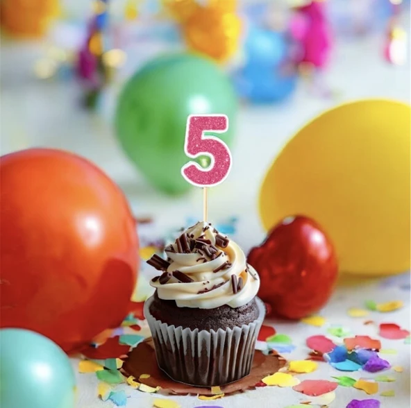 5 Beş Yaş Doğum Günü Süsü Çıkartmaları SİMLİ 15 ADET PARTİ MALZEMELERİ - 4