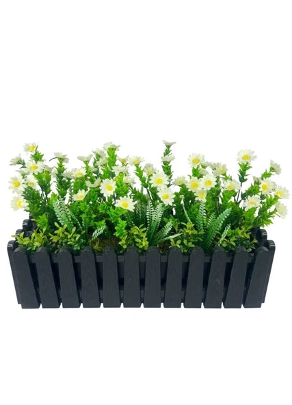 Nettenevime Yapay Çiçek Beyaz Kır Papatyası Siyah Çit Saksıda Küpeşte Askılı Balkon Çiçeği Çiçek Sepeti ürün görseli 1