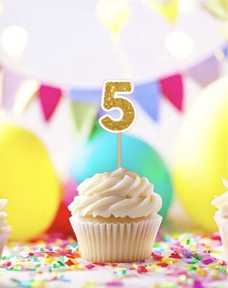 5 Beş Yaş Doğum Günü Süsü Çıkartmaları SİMLİ 15 ADET PARTİ MALZEMELERİ - 8