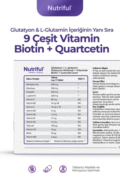 Nutrful Glutatyon ve L-Glutamin Içeren 1 Paket 30 Tablet - 2