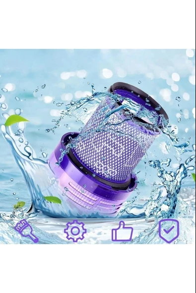 Yıkanabilir 2 ADET Dyson Uyumlu V12 Dik Süpürge Filtresi Detect Slim - 5