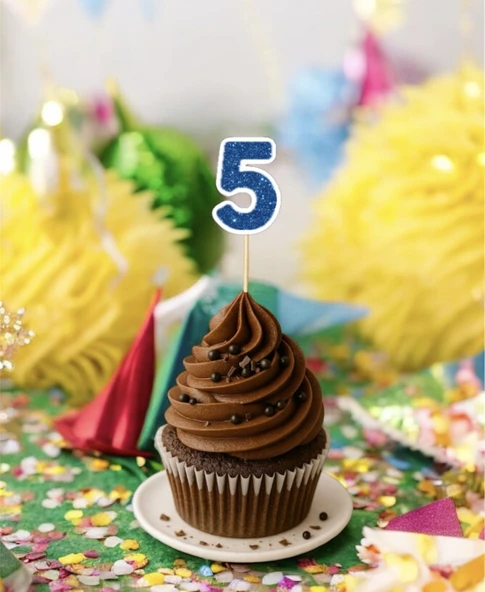 5 Beş Yaş Doğum Günü Süsü Çıkartmaları SİMLİ 15 ADET PARTİ MALZEMELERİ - 6