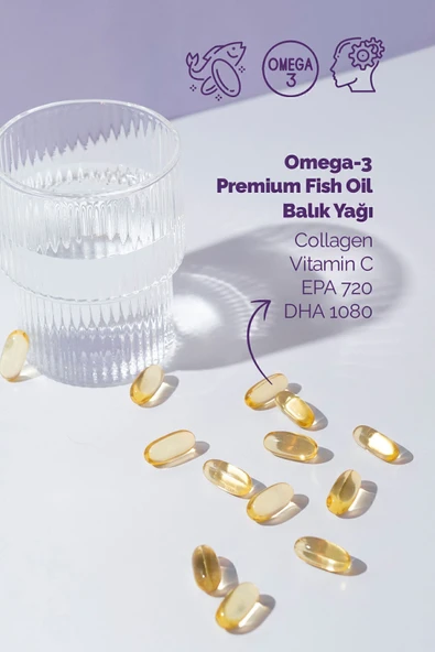 Omega-3 Premium Fish Oil 90 Adet X 1000mg, Balık Yağı, Kolajen & Vitamin C - 4