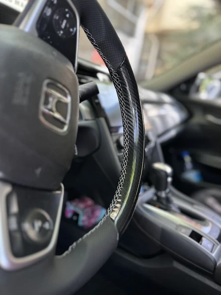 Honda Civic Fc5 Araca Özel Direksiyon Kılıfı ORJİNAL DERİSİ SÖKÜLEREK YAPILACAKTIR - Resim 4