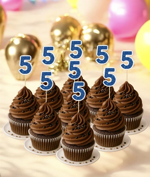 5 Beş Yaş Doğum Günü Süsü Çıkartmaları SİMLİ 15 ADET PARTİ MALZEMELERİ - 5