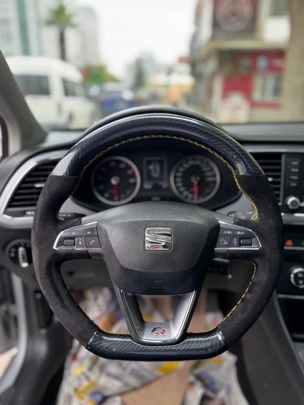 Seat Leon FR Araca Özel Dikmeli Direksiyon Kılıfı AÇIKLAMAYI OKUYUNUZ ürün görseli