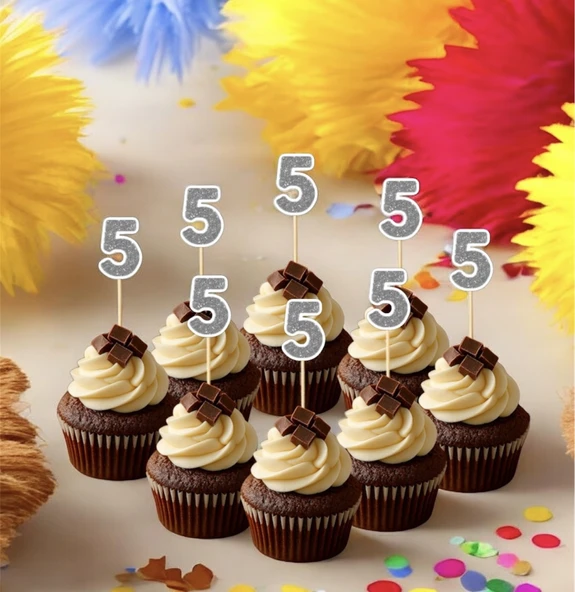 5 Beş Yaş Doğum Günü Süsü Çıkartmaları SİMLİ 15 ADET PARTİ MALZEMELERİ